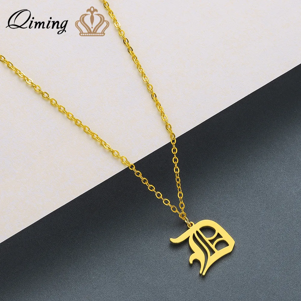 Ожерелье QIMING с буквой D мужское ювелирное изделие из нержавеющей стали в арабском