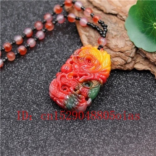 1 шт. натуральный зеленый дракон резной нефритовый кулон ожерелье китайские