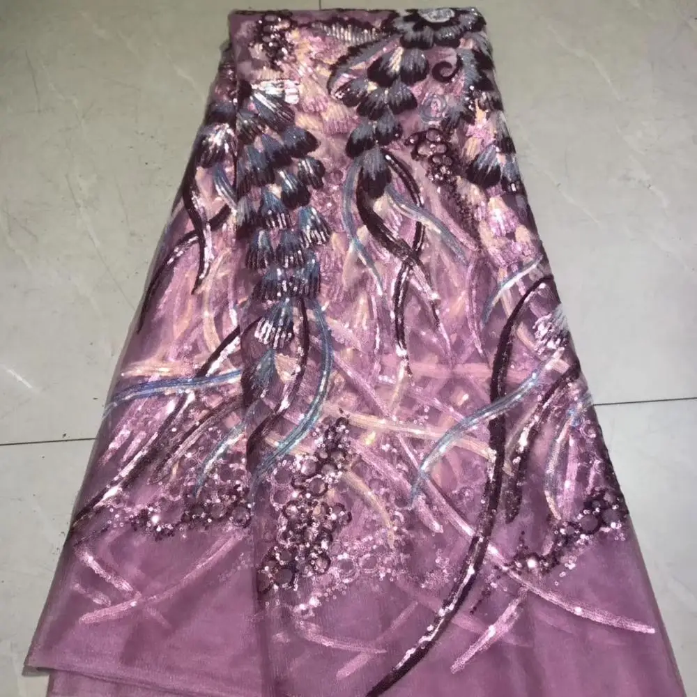 

Sequins Lace Fabric 2019 High Quality Lace French Sequins Tulle Lace Nigerian Lace Fabrics For Wedding NLYJUL275