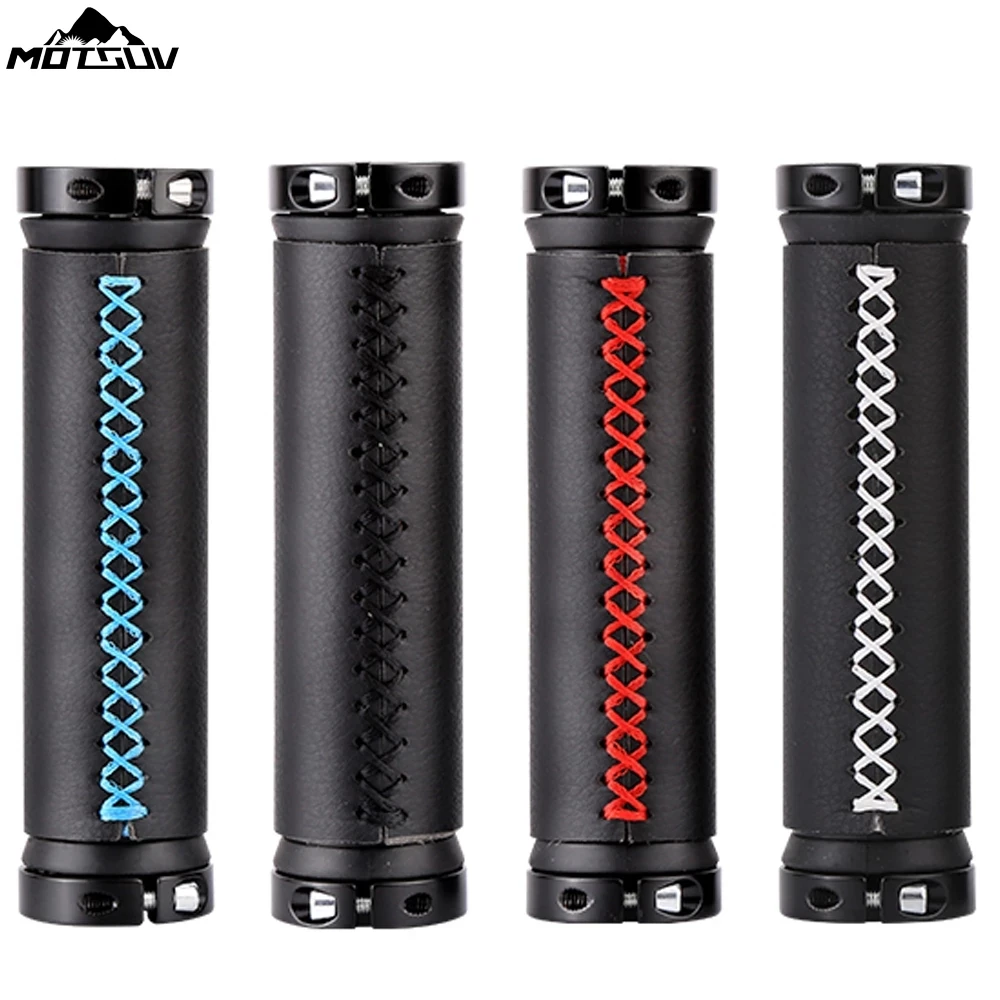 

MOTSUV Bicycle Grip Non-Slip Fiber Leather Hand stitched Cycling Soft Comfortable MTB bike Grips Ergonomic Lockable Handle Grips