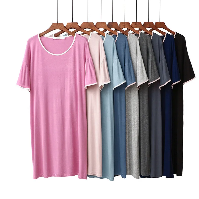 

Summer Dress New Women's Night Shirt Modal Loose Sleepwear Short Sleeve Nightgowns Female Vestidos 2021 Loungewear Nightdress