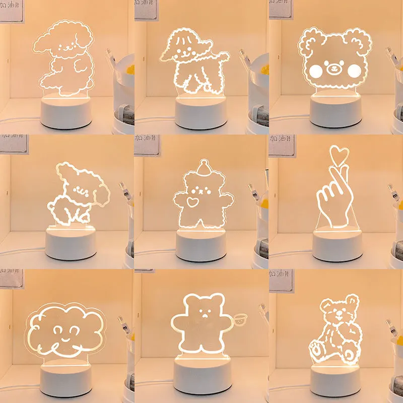 

Night Lamp 3D Pattern USB Acrylic Night Light LED Bedroom Table Desk Warm White Lamp Lampka Nocna Led Night Light for Children