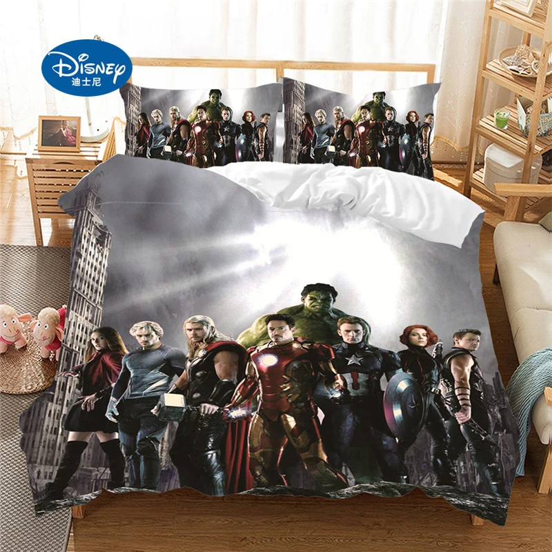 

Disney cartoon bedding set The Avengers Duvet Covers Marvel Iron Man Thor Captain America bedclothes Queen King size