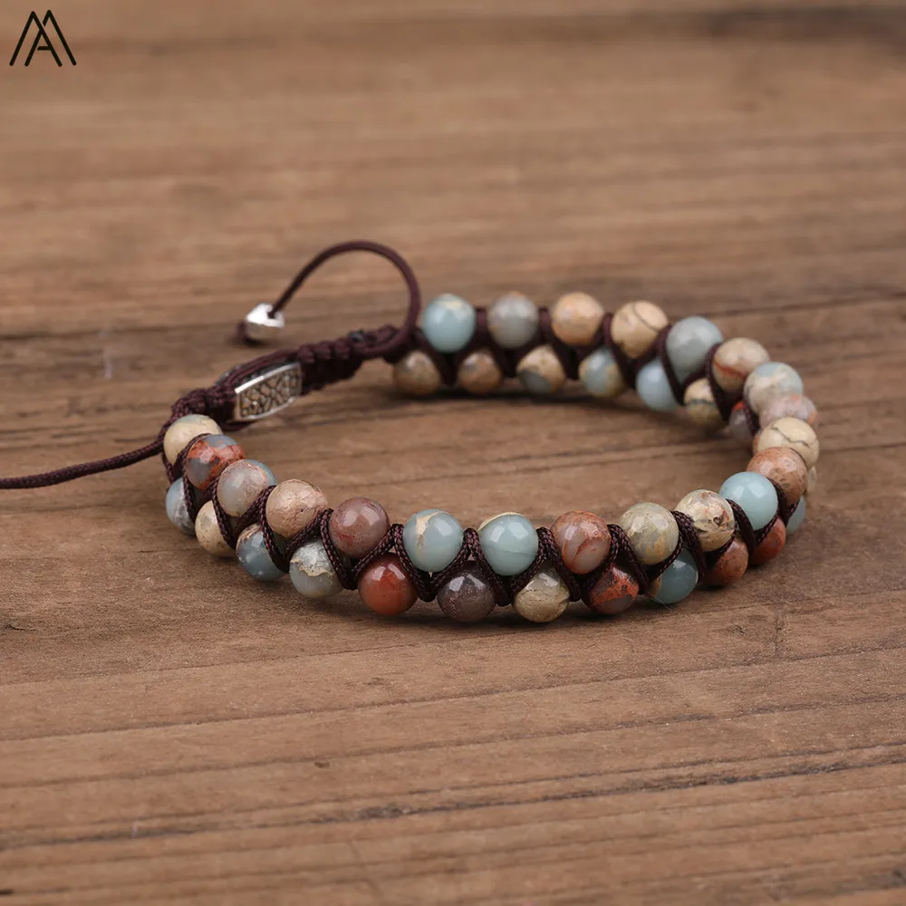 6 мм натуральные змеиные яшмы бусины Mala браслет для женщин из натурального камня