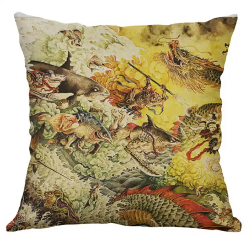 Printing 18&quot Deer Fish Cover Decor Linen Cotton Pillows Home Women Case Cartoon | Дом и сад