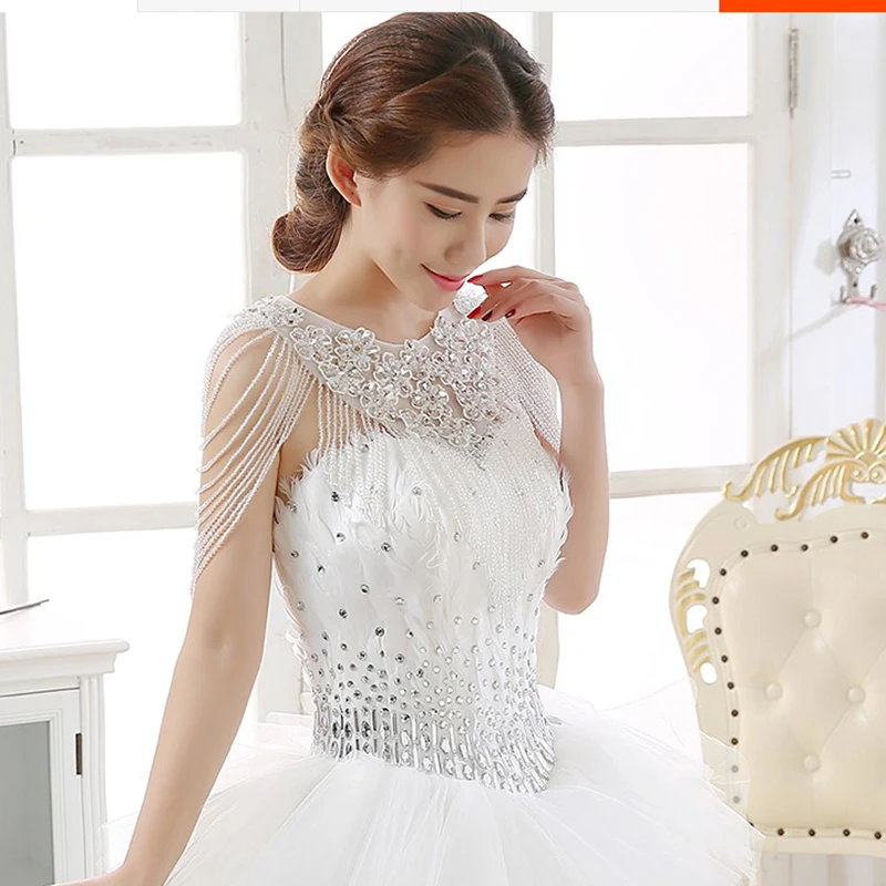 Hot Sale Bride Cape Cover Crystal Beading Wedding Necklace Accessories Lace Flowers Choak Shawl for | Свадьбы и торжества