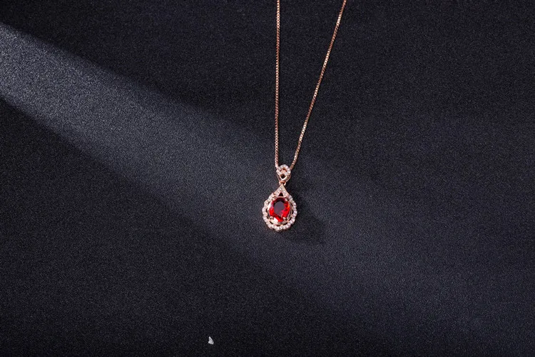 

Genuine Real 14 K Rose Gold Pendant Natural Ruby Necklace Jewelry Slide Joyeria Fina Para Mujer Gemstone 14K Collares Necklaces