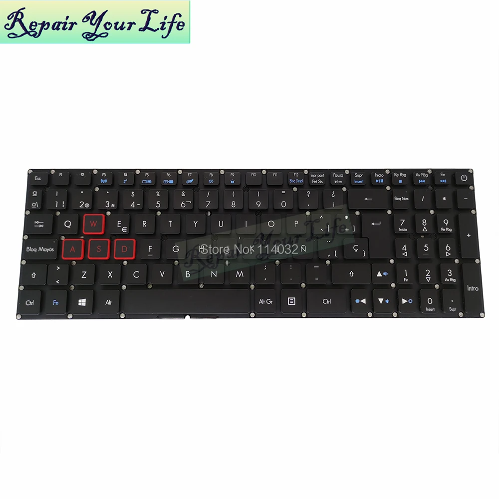 Teclados para Acer Espanhol Substituição Predator Helios Ph315-51 Ph317-51 Ph317-51-70kh 56ny 586m Teclado Retroiluminado Espanha 300