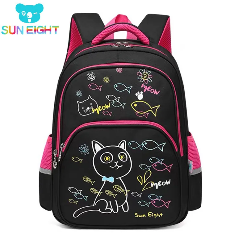 SUN EIGHT Lovely Cat New Arrival Girl School Backpacks School Bags for Little Girls School Bag Kids Bags 3-4 Grade