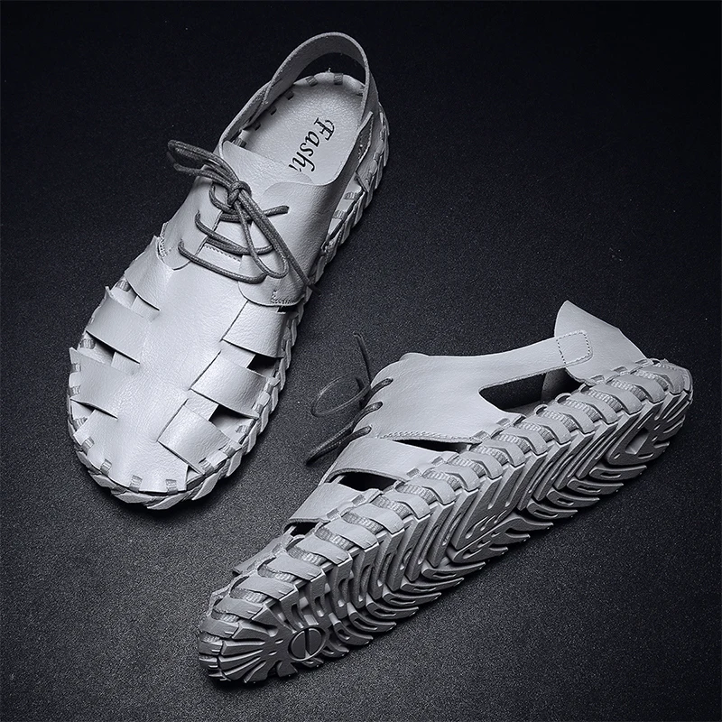 

Sandali Da Uomo Sandel For Men Slide Sandals Shoes Outdoor Leather Sandale Homme Cuir Fashion Beach Men's Sandals-men