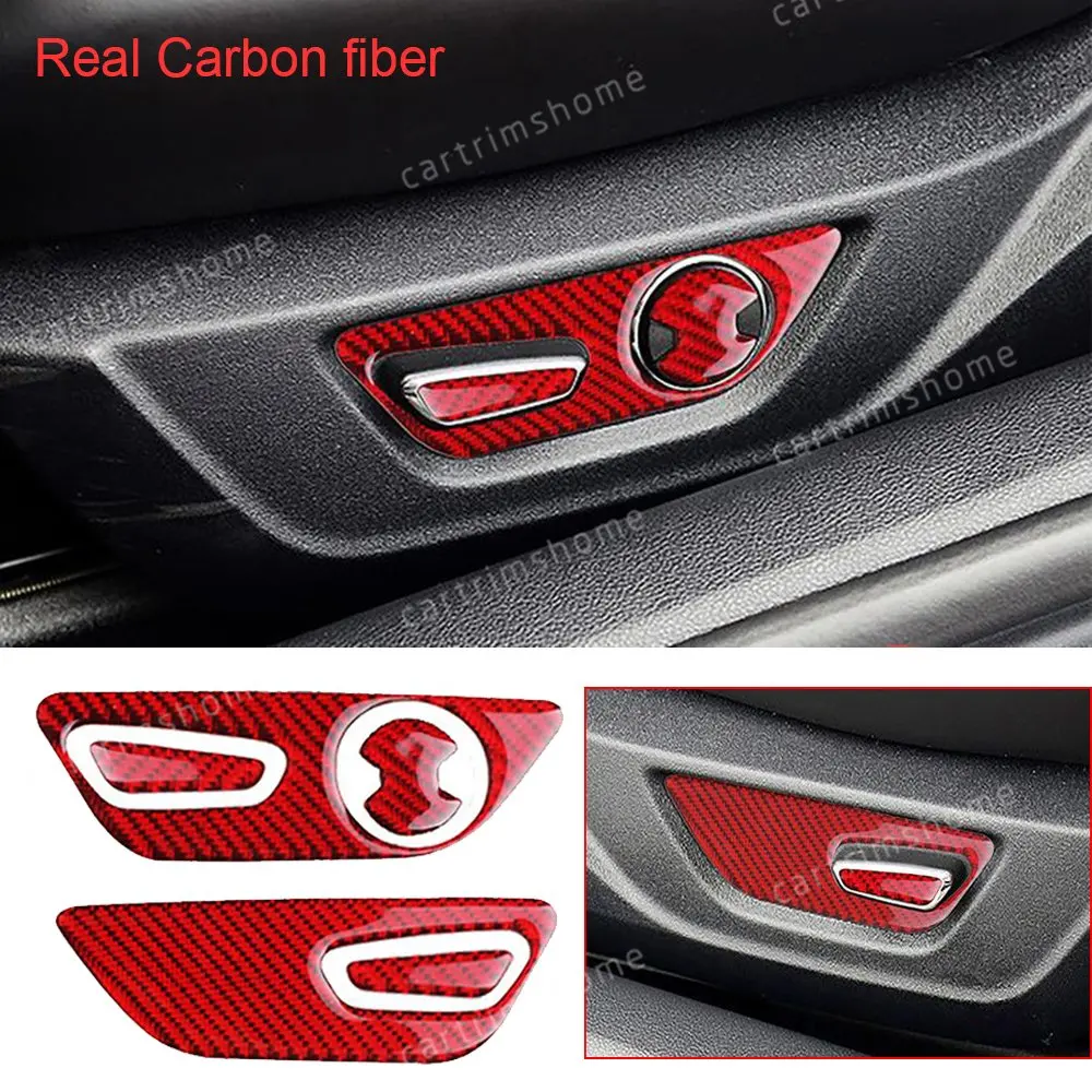 

5*Red Carbon Fiber Seat Adjust Switch Button Cover Fit For Ford Mustang 2015-19