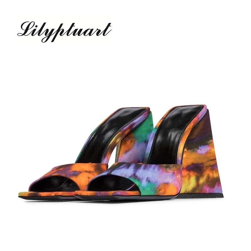 Сандалии женские из специального материала обувь на высоком толстом каблуке 10 5/7