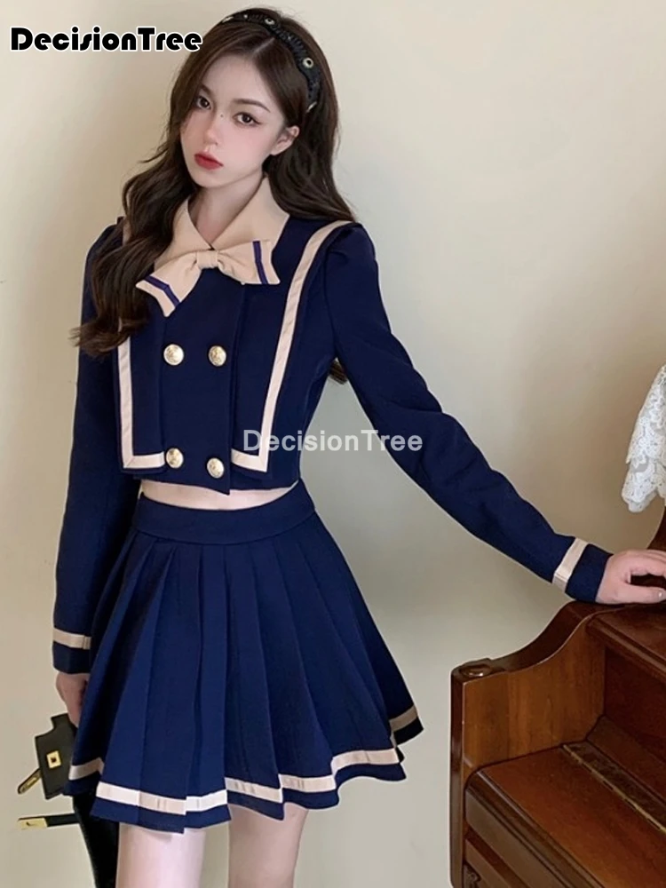 2022 девушка синего и белого цвета с матросским воротником платья школьная форма