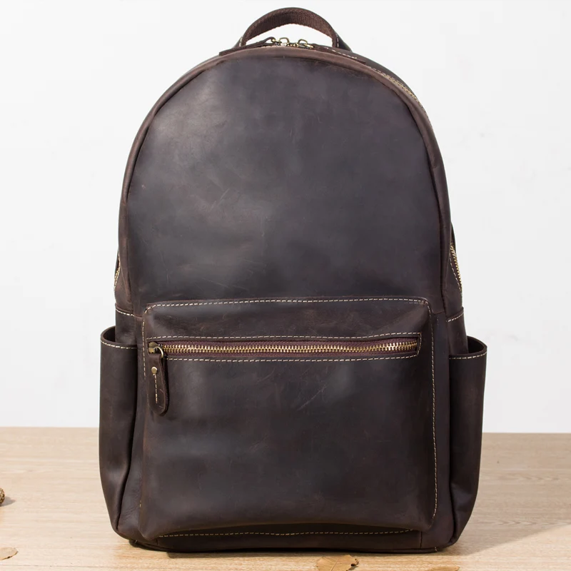 Винтажный кожаный мужской рюкзак ручной работы повседневные дорожные ранцы