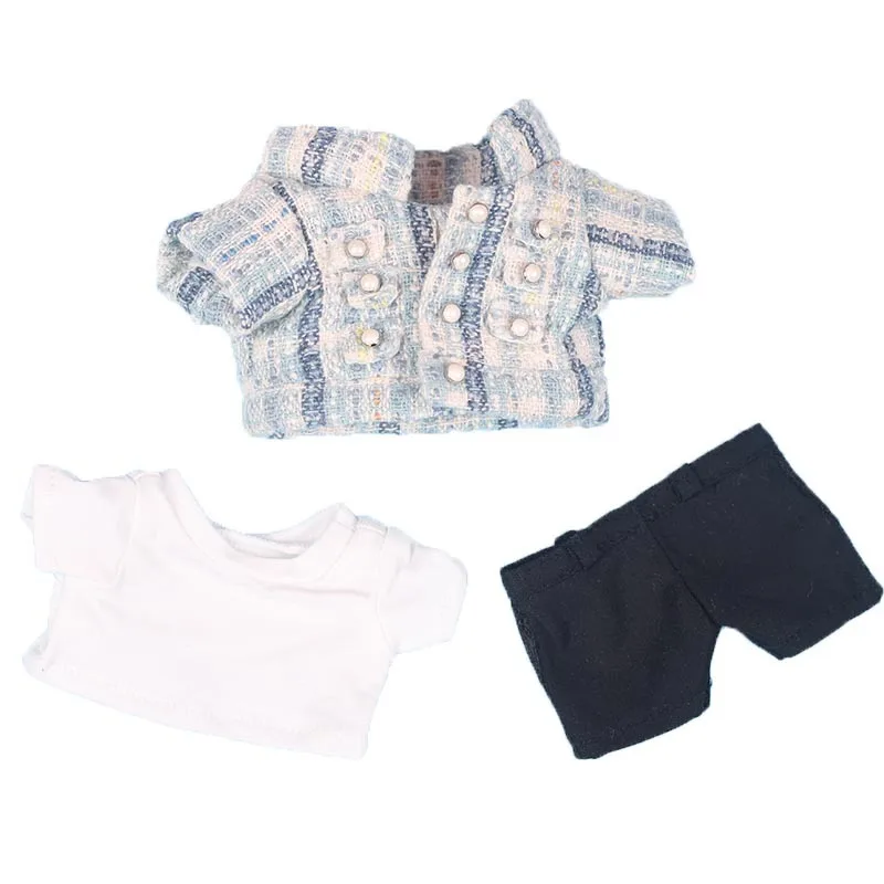 

20cm baby dress blue vertical pattern suit cotton doll clothes doll accessories