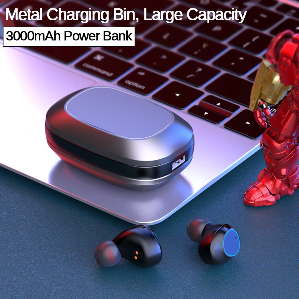 QCR TWS Bluetooth наушники 3000 мАч наушники зарядная коробка IPX7 водонепроницаемый тяжелый бас 6D стерео HiFi Звук светодиодный дисплей гарнитуры