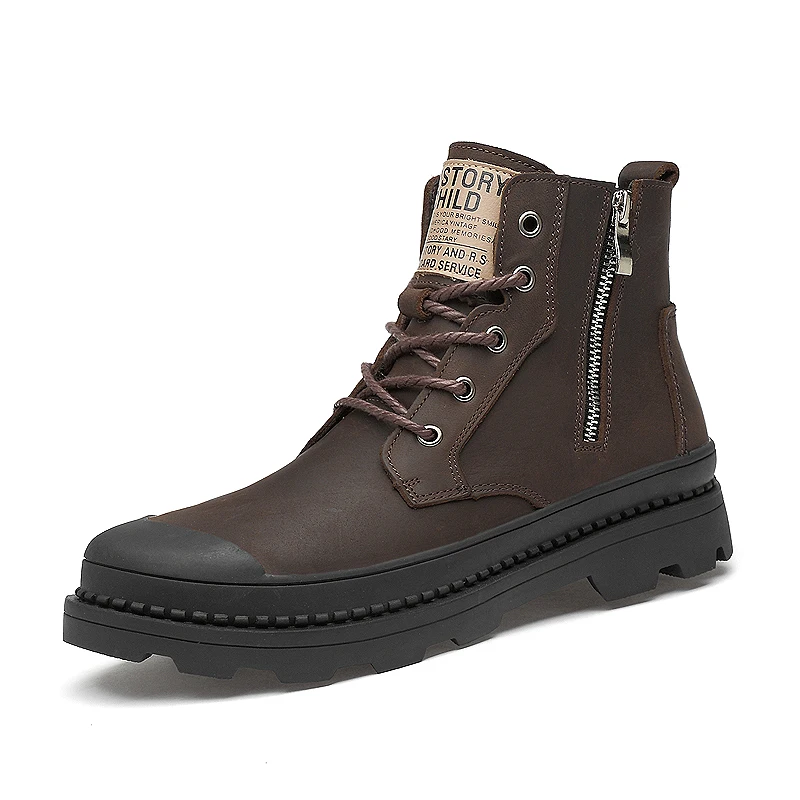 

Warm Fur Snow Boots Men Winter Shoes Mens Leather Shoe Ankle Cowboy Waterproof shose Man Motorcycle Casual Boot 2019 Footwear