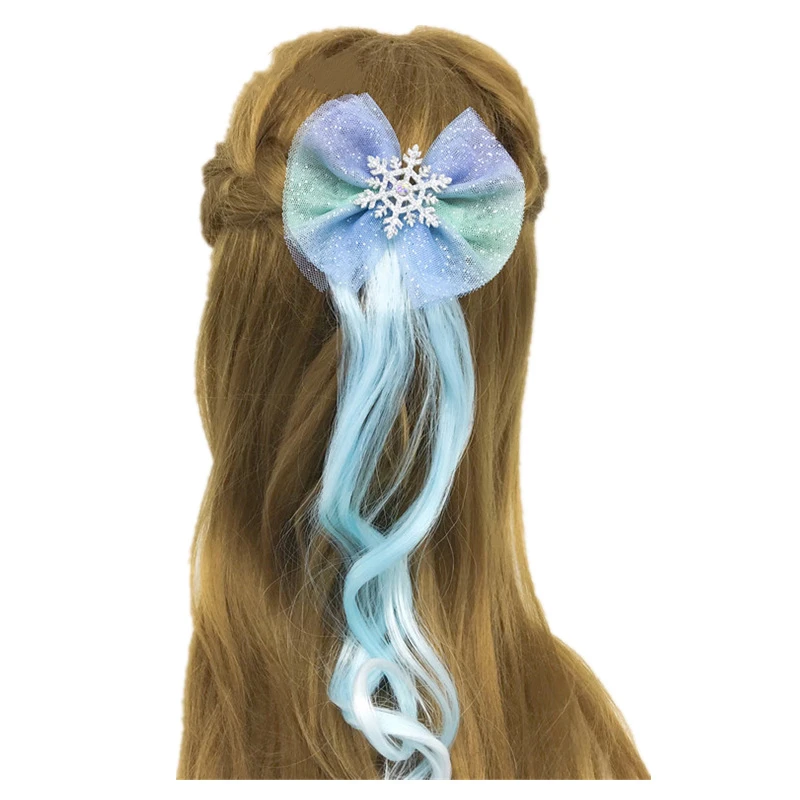 1 шт. милые синие сетчатые заколки для волос в виде снежинок длинные вечерние