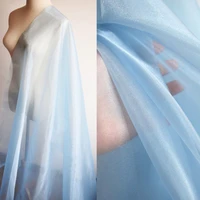 blu ray thin organza fabrics for sewing wedding dress fashion designer fabric diy home textile cloth 100150cm