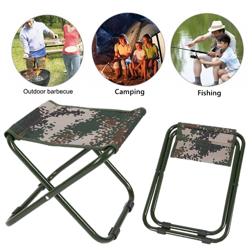 

1Pc Portable Outdoor Folding Chair Military Army Camouflage Collapsible Stool for Fishing hiking Travel Garden BBQ