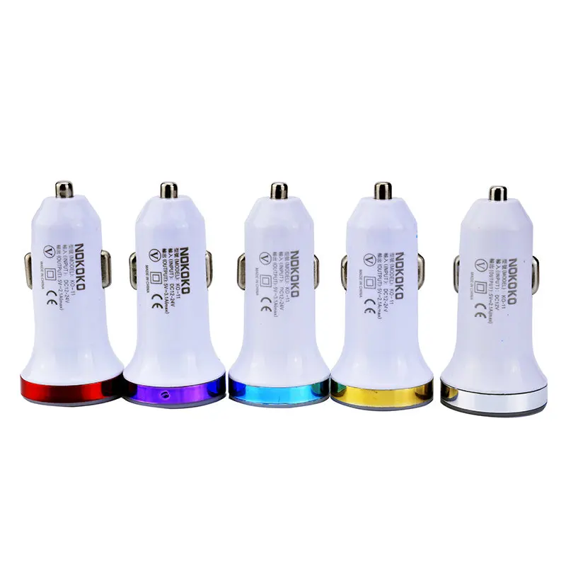 

500pcs Square LED light 2.1A Dual USB 2 ports car Charger Adapter For iPhone 5/5S 6/6S Plus 7 8 For xiaomi Cell Phone GPS Tablet