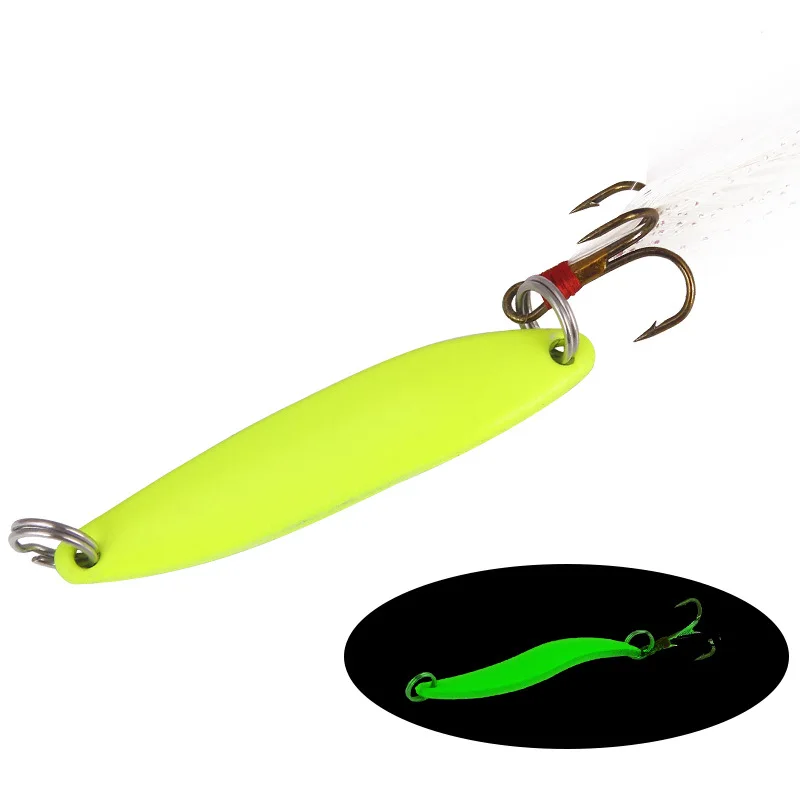 

5g 7g 10g 13g Metal Luminous Spoon Bait Spinner Hard Fishing Lure Sequins With Feather Hooks Wobbler Bass Pesca Tackle