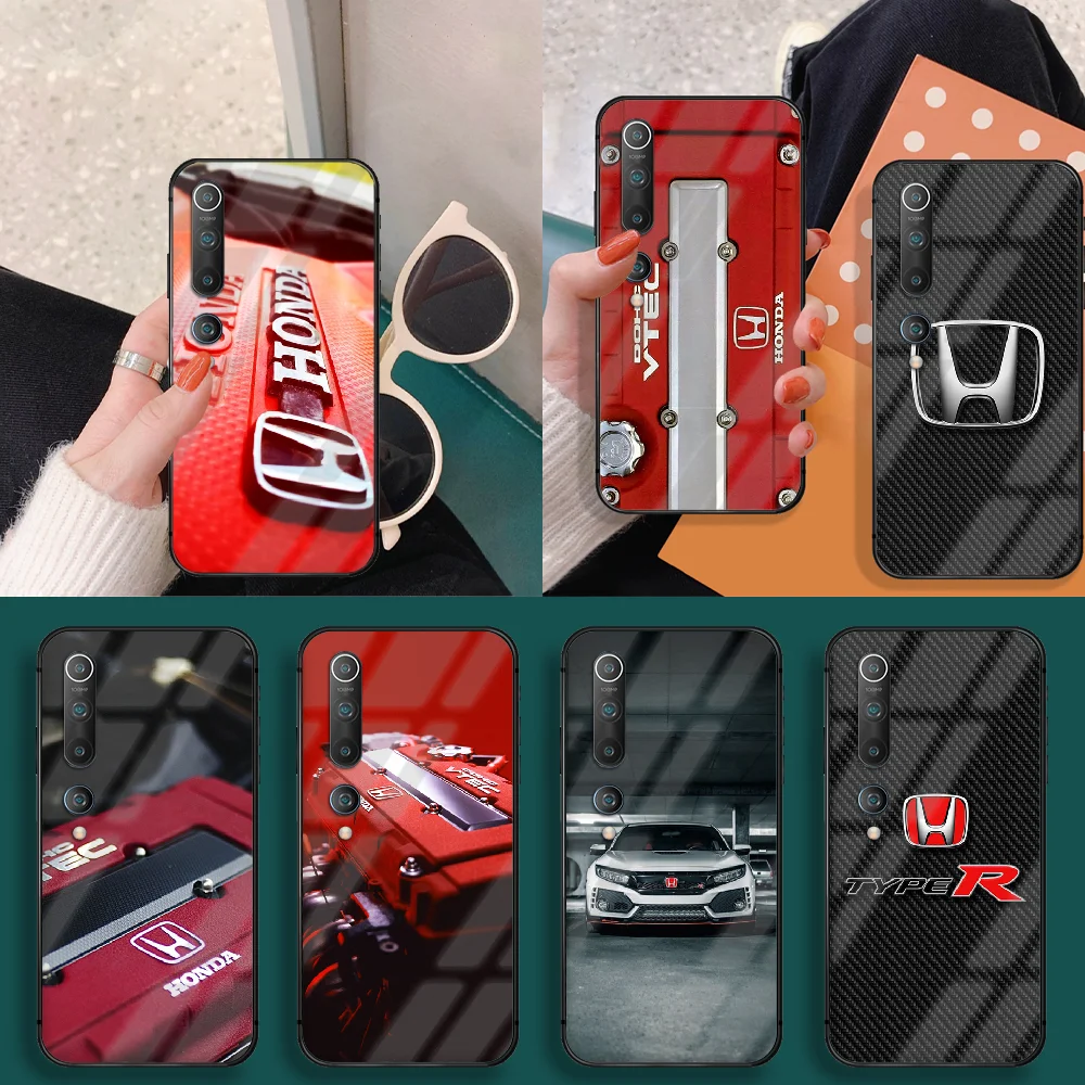 

Car Type R Honda Phone Tempered Glass Case Cover for Xiaomi Mi Note 9 10 11 T Pro Lite Max 3 Ultra Trend Back 3D Luxury