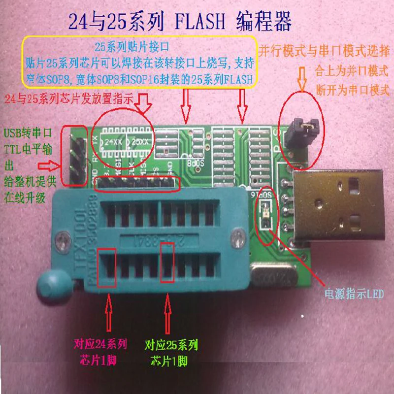 USB программатор CH341A 24 25 EEPROM Flash IC BIOS sop8 sop16 soic8 тестовый зажим адаптер 1 8 в разъем