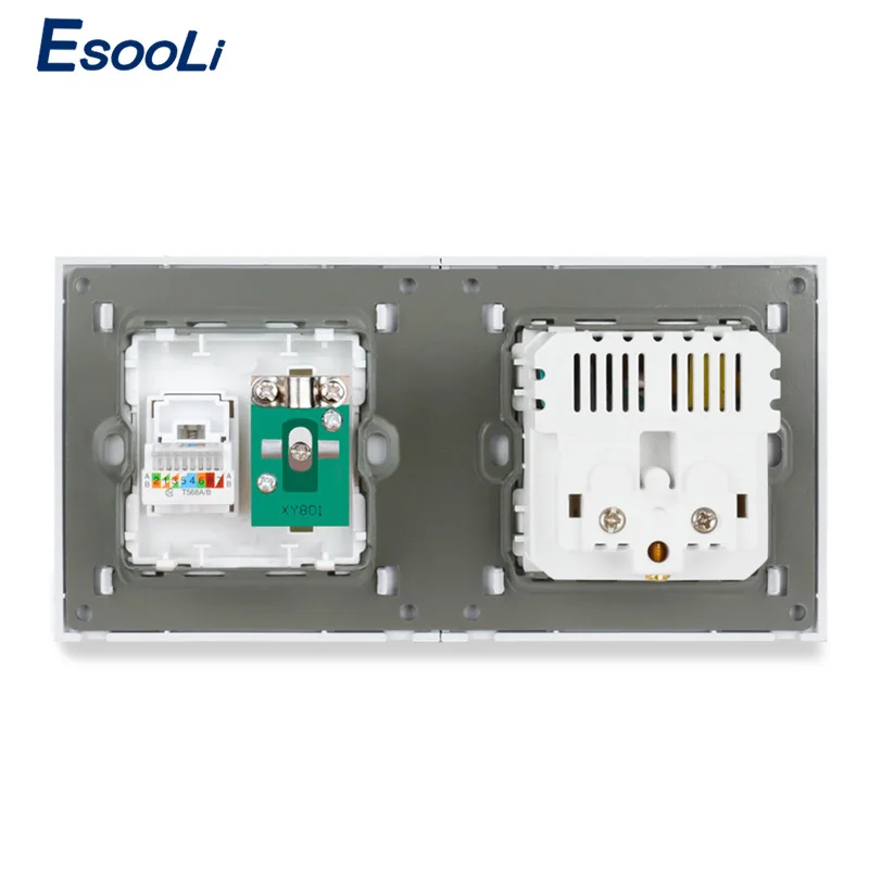 Французская алюминиевая металлическая панельная розетка Esooli с разъемом USB RJ45 для
