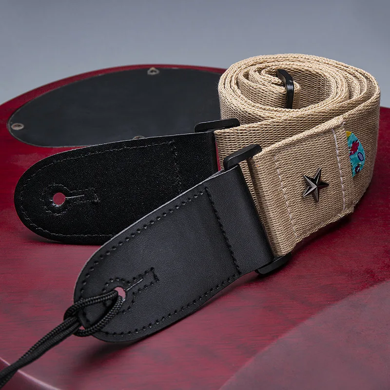 elektrische gitarre strap einstellbare akustische folk gitarre bass gürtel vintage kreuz persönlichkeit ukulele gitarre straps mit pick tasc