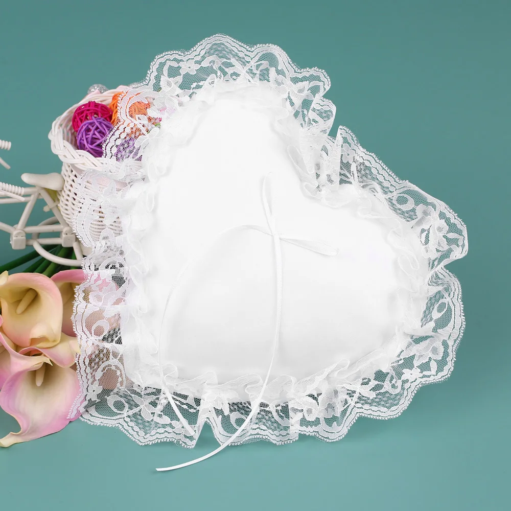 Свадебные украшения 7*7 дюймов белое кружевное атласное обручальное кольцо с