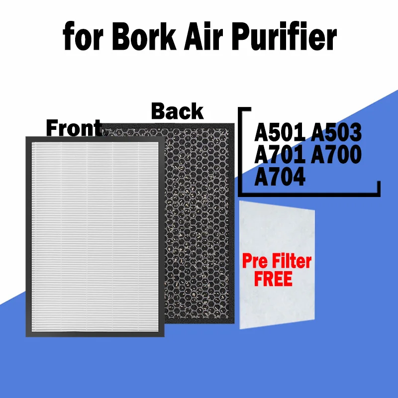 Replacement air filter and Activated Carbon Filter for Bork A501,A503,A701,A700,A800,A704 Air Purifier