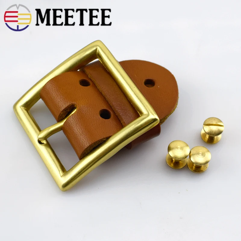 3,8 см Meetee, высокое качество, мужской ремень, пряжка, соединение, кожа, Твердый латунный ремень, пряжка с заклепками, сделай сам, аксессуар для рукоделия AP2387