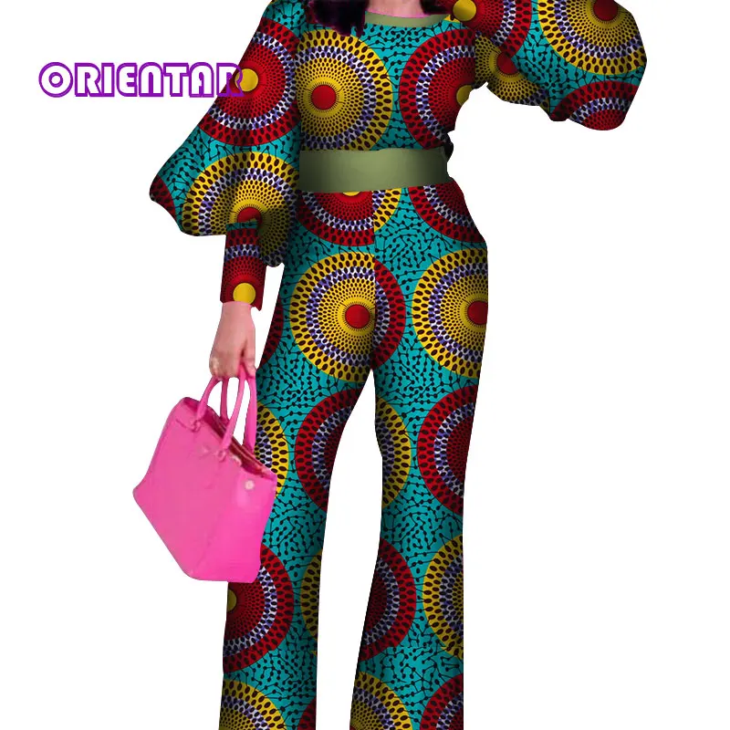 Комбинезоны Африканский Воск Принт одежда для женщин девушек с буффами на