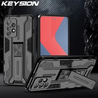 keysion shockproof armor case for samsung a52 5g a82 a72 a32 a22 a12 a51 a71 f52 stand phone cover for galaxy s21 ultra s21 fe