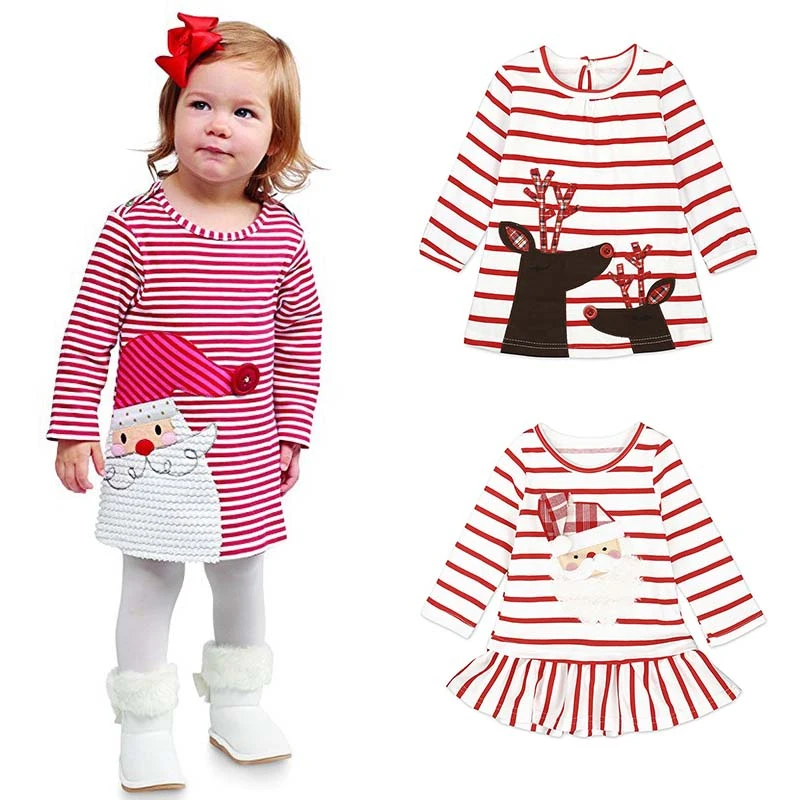 Милое Платье для девочек с героями мультфильмов Рождественская Детская одежда