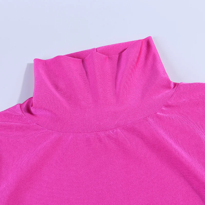 Женское облегающее мини-платье с высоким воротником и длинным рукавом | Женская