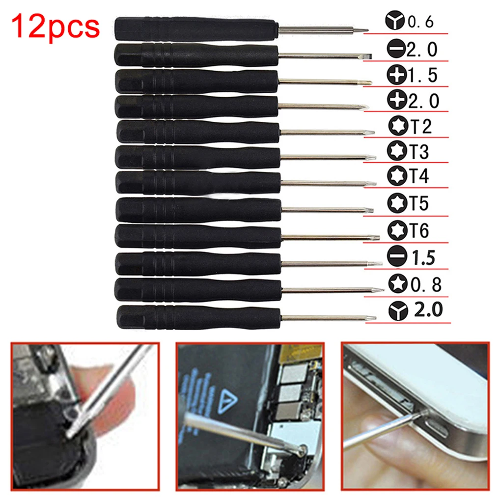 

12pcs/set Mini Multi-function Precision Screwdriver Set Smartphone Tablet Repairing Tools Set Stainless Steel Slotted,torx