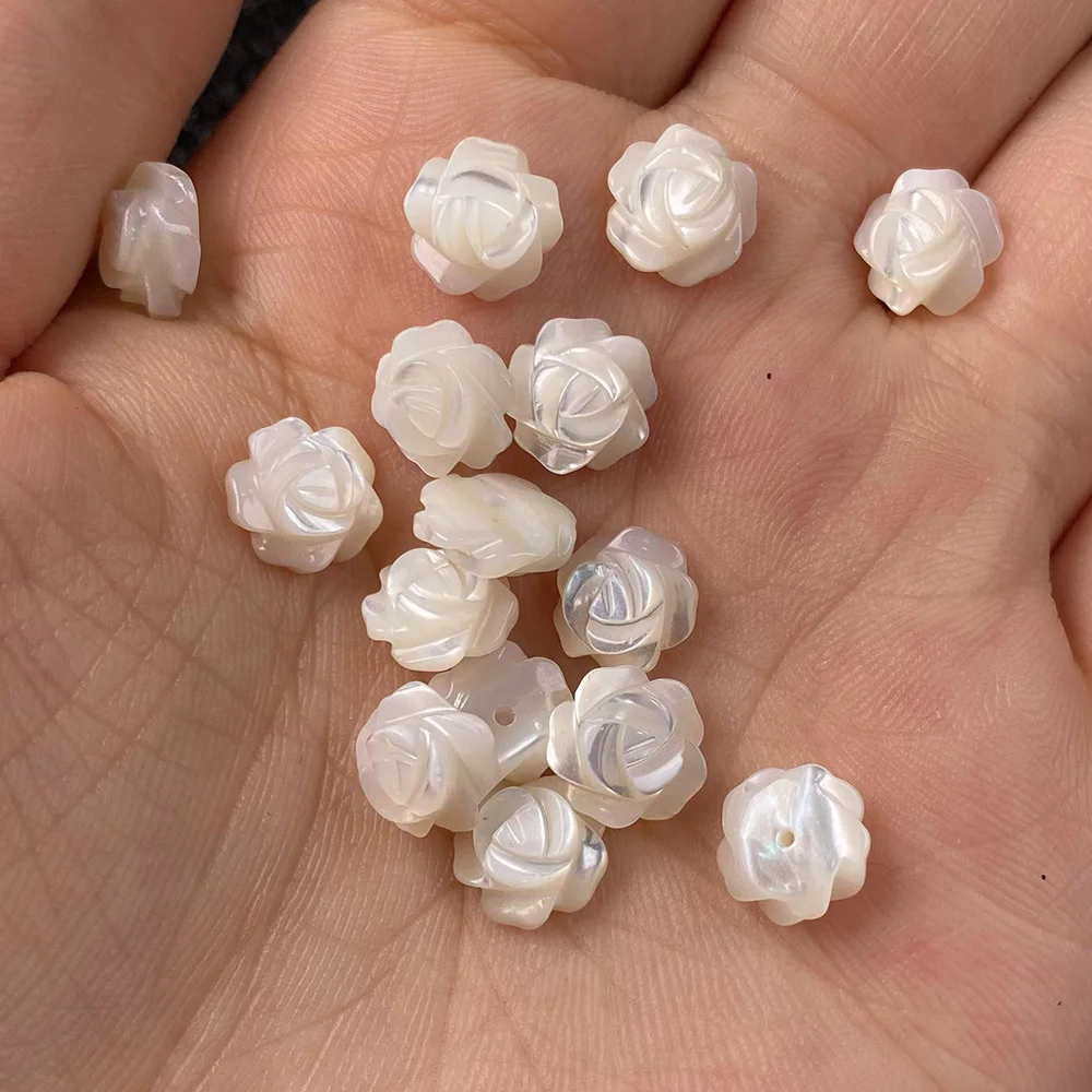 

5Pcs Mother Of Pearl Shell Beads Carved-flowered Loose Shell For Jewelry Making DIY Bracelet Earring Handiwork Sewing Accessory