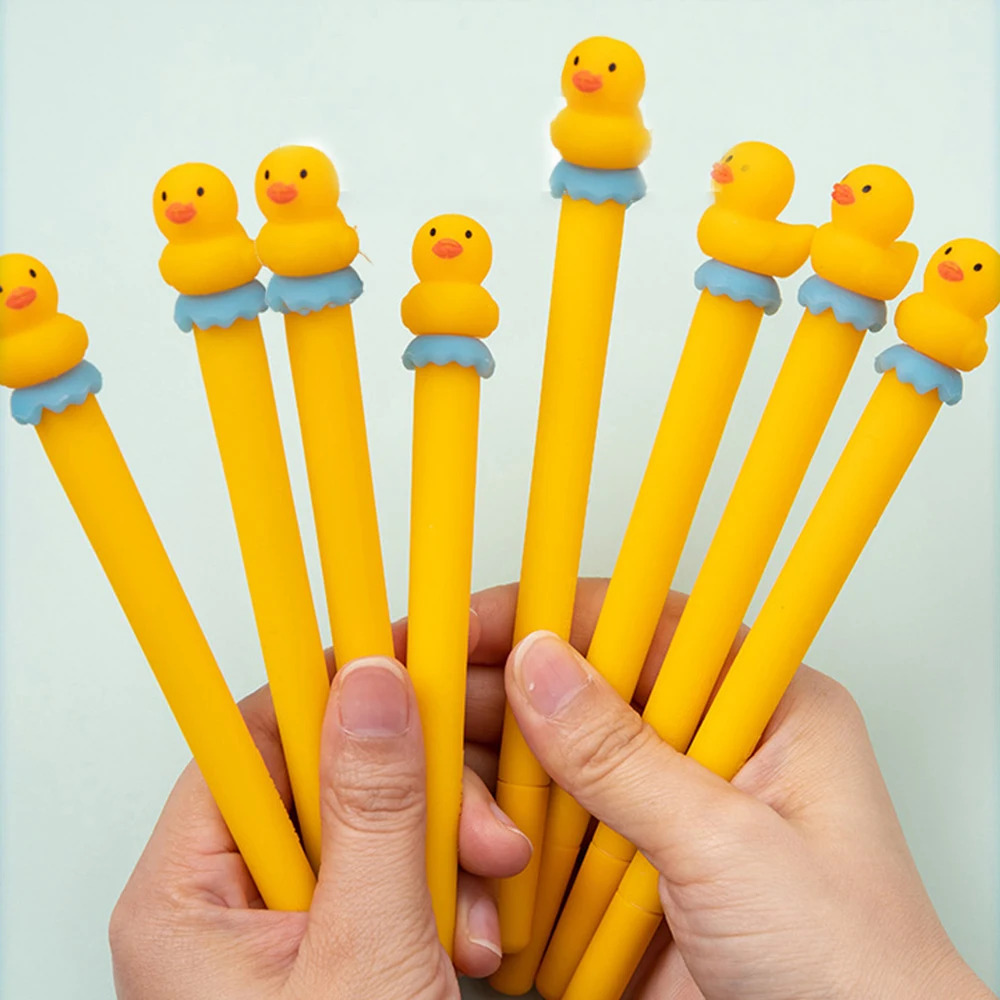 

8pcs Gel Pens 0.5mm Cartoon Creative Neutral Pen Lovely Yellow Duck Student Signature School Supplies