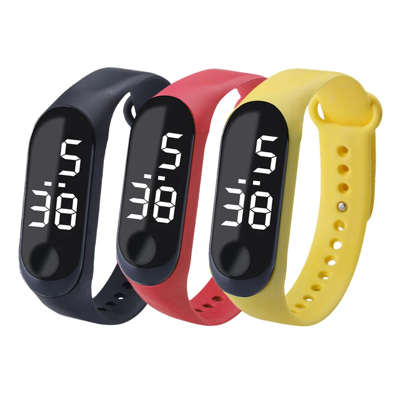 Мужские и женские повседневные спортивные часы с браслетом белые светодиодные