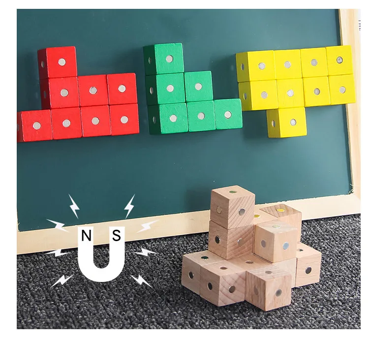 

Dropshipping 2*2*2cm Magnetic Rainbow Blocks Wooden Toys For Kids Cube Building Blocks Educational Teaching Aids Math Toys Gift