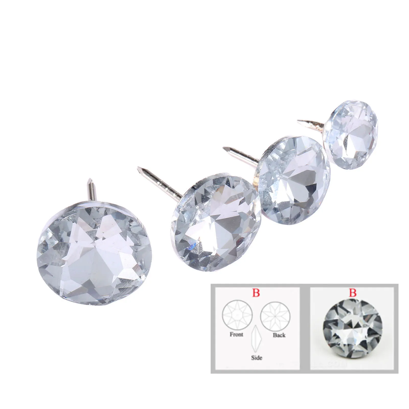 10Pcs 14/18/20/22mm Diamond Crystal Upholstery Nails Button Tacks Studs Pins Sofa Wall Decoration Furniture Sewing Accessory | Дом и сад