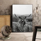 Скандинавская Картина на холсте Печатный Highland як и ферма животные настенное искусство модульный черный белый постер картина домашний Декор без рамки