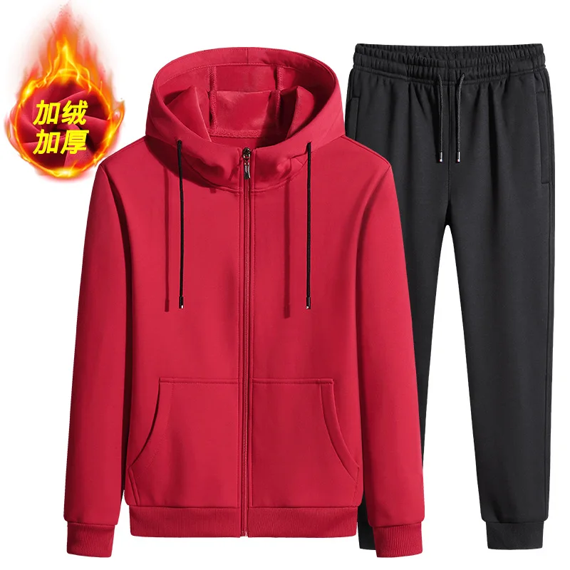 6XL зимний мужской спортивный костюм толстая Флисовая теплая куртка с капюшоном толстовка + штаны для бега