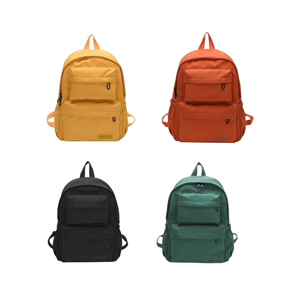 

New Korean Large-capacity Outdoor Backpack Boys Girls Solid Color School Bag Female Wear Oxford Cloth Student Backpack