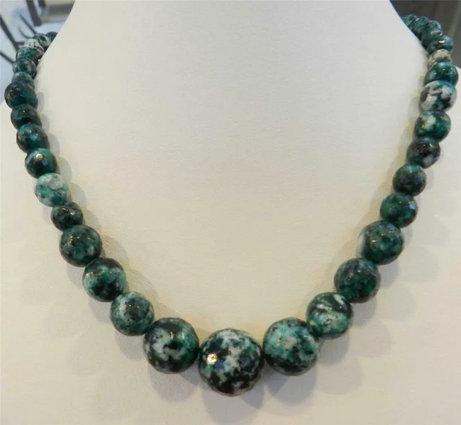 

Граненые 6-14 мм зеленый Zoisite круглые драгоценные камни бисер ожерелье 18"