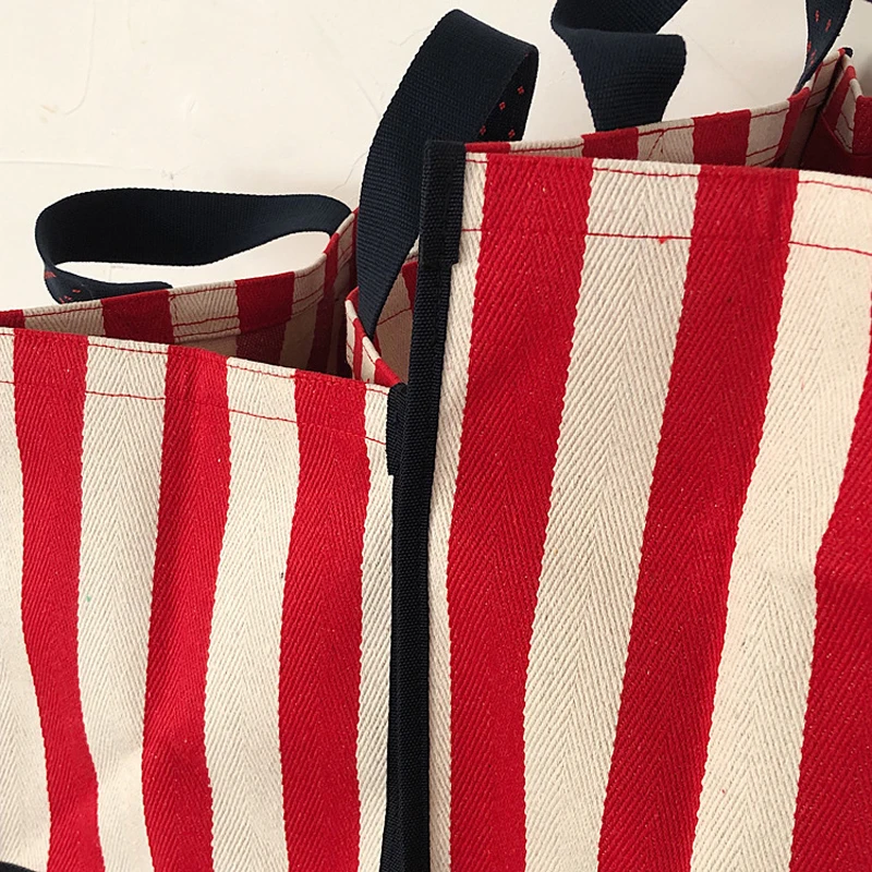 Холщовая женская сумка GOPLUS полосатый Женский саквояж на плечо Canva вместительный