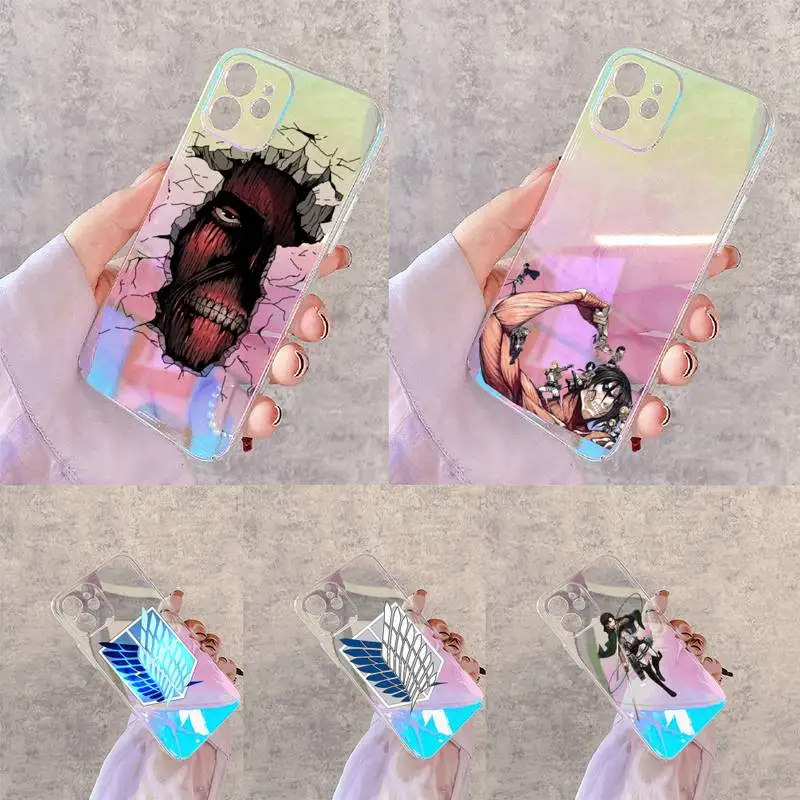 

Attack on titan Phone Case for iPhone xiaomi redmi 7 8 9 11 12 10 S X XS XR MINI Pro Max Plus laser Transparent