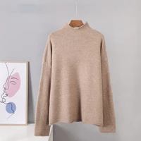 warm cashmere sweater women 2020 new soft crimped neckline loose pullovers korean coffe khaki knitted female tops